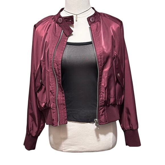 Free People Lightweight Maroon/Burgundy/Red Bomber Jacket Size Extra Small - Picture 1 of 8